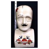 8.5in phrenology head with flowers