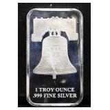 1 troy ounce Liberty Bell silver bar