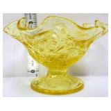 Fenton yellow strawberry ruffle 3in compote