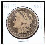 1881 Carson City Morgan silver dollar