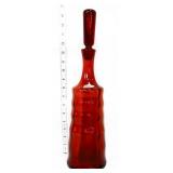 Vntg Blenko amber 16in decanter w/  tall stopper