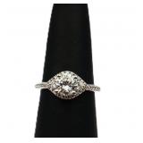 Sterling white sapphire round ring, lab created