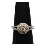 Sterling white sapphire round ring, lab created