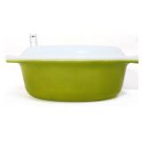 Vntg Pyrex #043 verde dish w/ olive & green lid