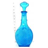 Vntg blue diamond point decanter w/ stopper