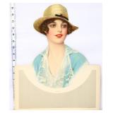 Vtg 13.5x16.75 Frank Desch die cut lady print