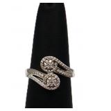Sterling white sapphire round ring, lab created