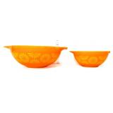 2 vntg Pyrex orange daisy mixing bowls