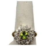 Heart cut peridot ring, lab created