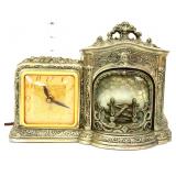 Vntg United animated fireplace mantle clock
