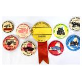 Lot of 9 vntg farm & car related pin back buttons