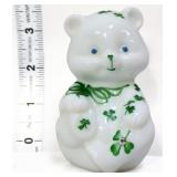 Fenton milk glass shamrock teddy bear figure