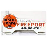 Vntg metal The Desert Of Maine tag topper