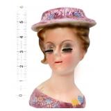 Vintage 5.5in Lefton lead head vase w/ pink hat