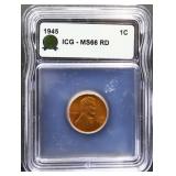 Graded MS66 1945 Lincoln wheat penny