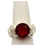 Round cut ruby ring, lab created
