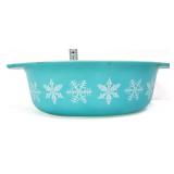 Vntg Pyrex #043 turquoise snowflake dish