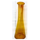 Vintage amber 26.5in art glass vase w/ pontil mark
