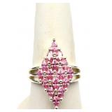 Pink sapphire dinner ring, lab created