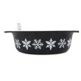 Vntg Pyrex black snowflake #043 oval dish