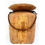 10in wood bucket with rope handle