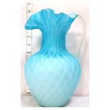 Victorian blue/white diamond quilt pitcher