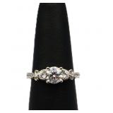 Sterling white sapphire round ring, lab created