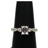 Sterling emerald cut white sapphire ring lab grown