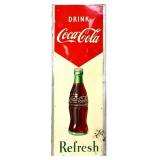 Vntg metal 18x54 vertical Drink Coca Cola sign