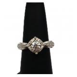 Sterling white sapphire round ring, lab created