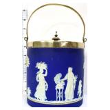 Vntg Wedgewood blue jasperware biscuit jar
