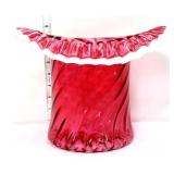 Fenton 8in cranberry swirl optic hat vase