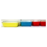 4 piece vntg Pyrex primary color fridge dish set
