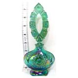 Fenton green carnival hobstar perfume bottle