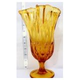 Fenton amber thumbprint 10in vase