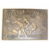 Metal Pony Express belt buckle