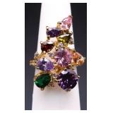 Unique multi gemstone ring, lab created