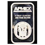 5 troy ounce Apmex silver bar