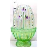Fenton green/clear iridescent 