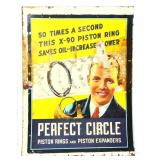 Vntg metal 21.5x28.75 Perfect Circle adv sign