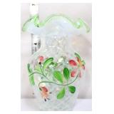 Fenton 6in french opal optic mint crest vase