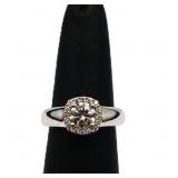 Sterling white sapphire round ring, lab created