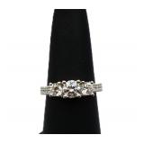 Sterling white sapphire round ring, lab created