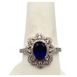Oval cut sapphire ring, lab created