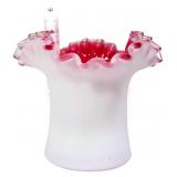 Fenton peach crest 5in hat vase