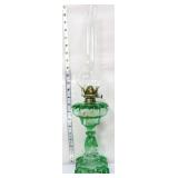 Green/clear glass oil lamp