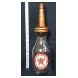 Glass Texaco oil bottle with lid