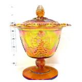 Vntg amber carnival candy dish