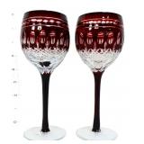 Lot of 2 amethyst bohemian goblets