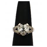 Sterling white sapphire heart ring, lab created